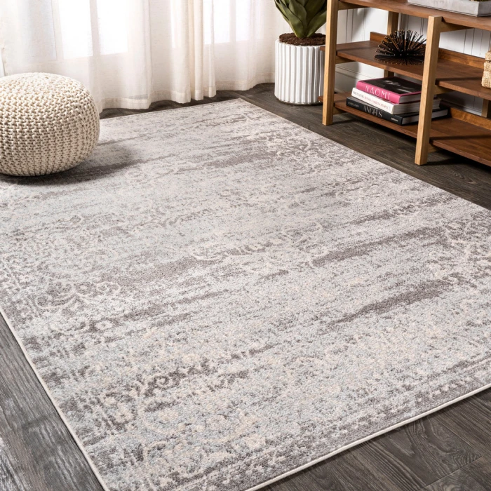 Minori Filigree Medallion Light Gray/Cream 3 ft. x 5 ft. Area Rug