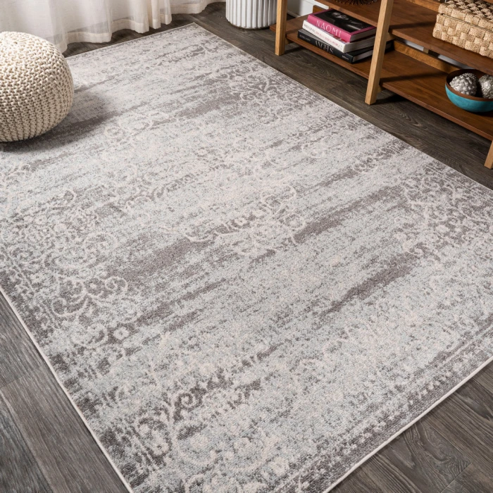 Minori Filigree Medallion Light Gray/Cream 3 ft. x 5 ft. Area Rug