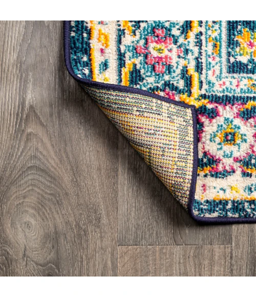 Brooklyn Geometric Medallion Blue/Beige 5 ft. x 8 ft. Area Rug