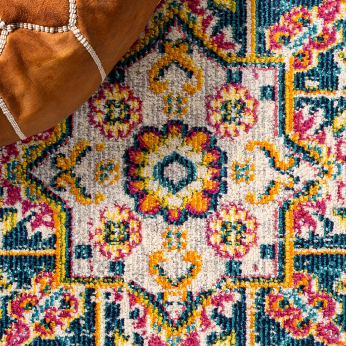 Brooklyn Geometric Medallion Blue/Beige 3 ft. x 5 ft. Area Rug