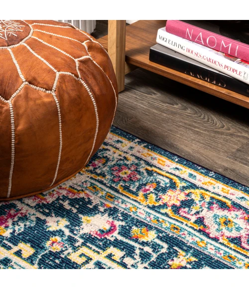 Brooklyn Geometric Medallion Blue/Beige 5 ft. x 8 ft. Area Rug