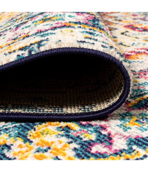 Brooklyn Geometric Medallion Blue/Beige 5 ft. x 8 ft. Area Rug