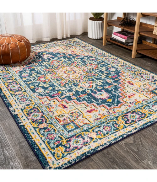 Brooklyn Geometric Medallion Blue/Beige 5 ft. x 8 ft. Area Rug