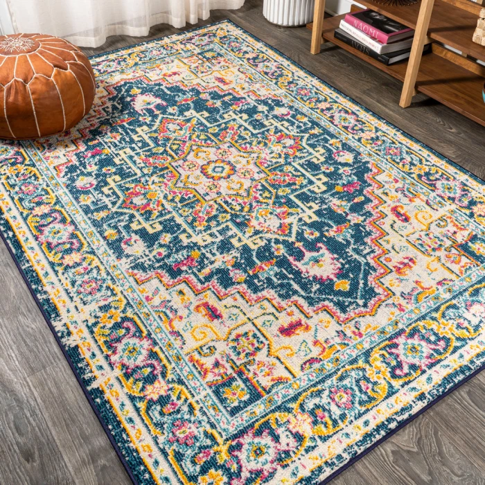 Brooklyn Geometric Medallion Blue/Beige 3 ft. x 5 ft. Area Rug