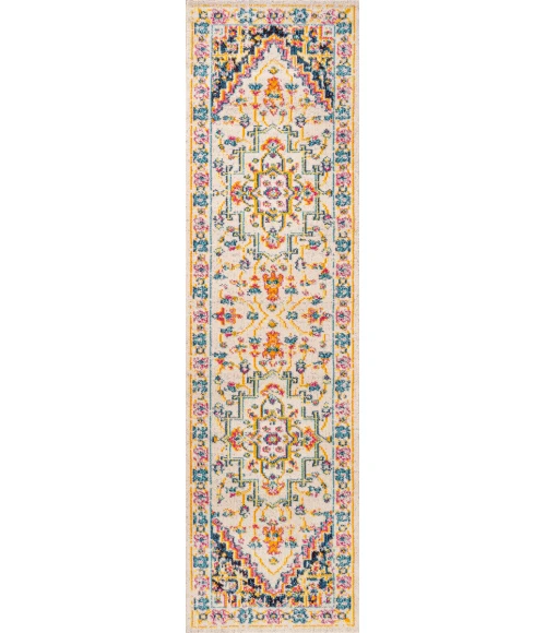 Brooklyn Geometric Medallion Beige/Ivory 2 ft. x 8 ft. Runner Rug