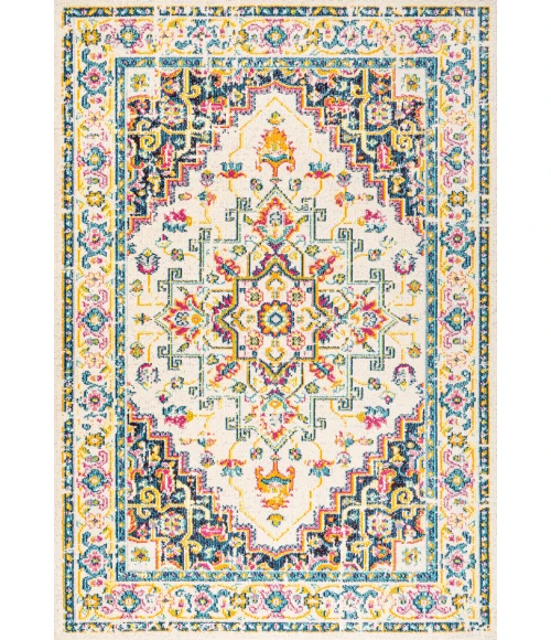 Brooklyn Geometric Medallion Beige/Ivory 5 ft. x 8 ft. Area Rug