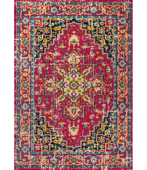 Brooklyn Geometric Medallion Red/Pink 5 ft. x 8 ft. Area Rug