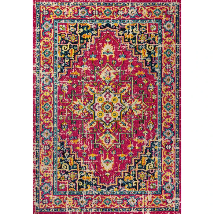 Brooklyn Geometric Medallion Red/Pink 4 ft. x 6 ft. Area Rug