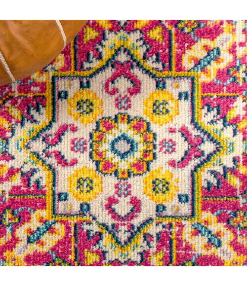 Brooklyn Geometric Medallion Red/Pink 5 ft. x 8 ft. Area Rug