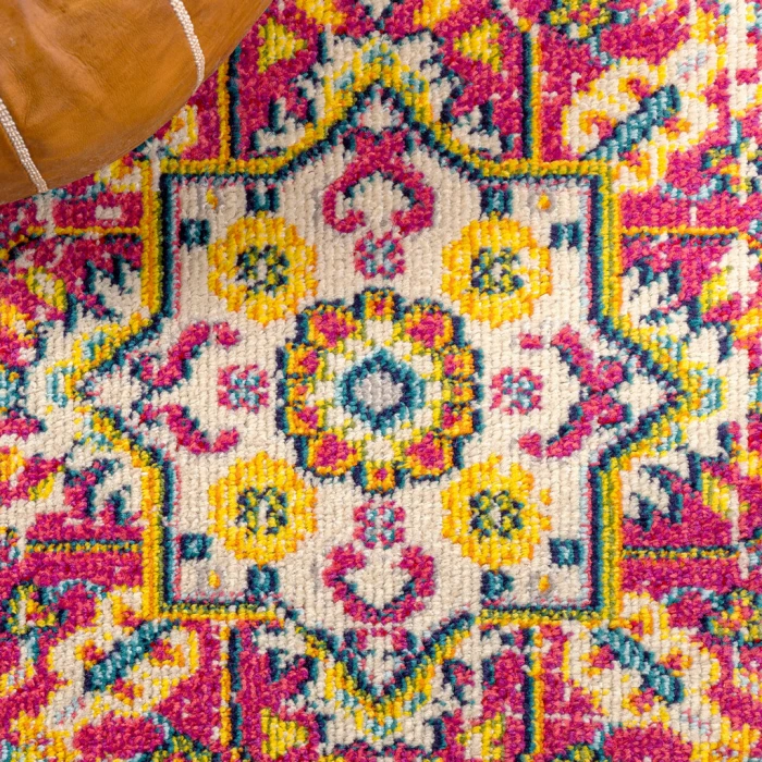 Brooklyn Geometric Medallion Red/Pink 4 ft. x 6 ft. Area Rug