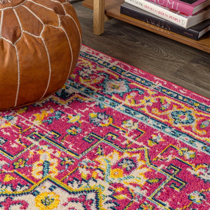 Brooklyn Geometric Medallion Red/Pink 4 ft. x 6 ft. Area Rug