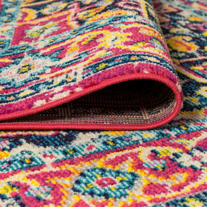 Brooklyn Geometric Medallion Red/Pink 4 ft. x 6 ft. Area Rug