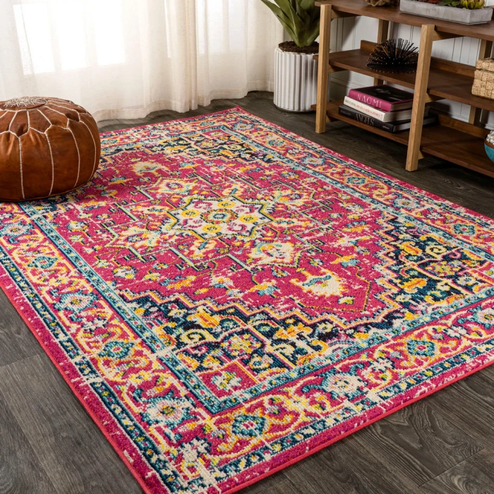 Brooklyn Geometric Medallion Red/Pink 4 ft. x 6 ft. Area Rug