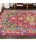 Brooklyn Geometric Medallion Red/Pink 5 ft. x 8 ft. Area Rug