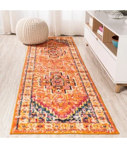 Jonathany Modern Persian MDP207D Orange/Blue Area Rug 2 ft. 3 in. X 8 ft. Runner