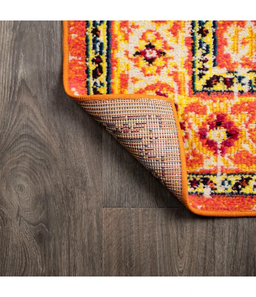 Brooklyn Geometric Medallion Orange/Blue 5 ft. x 8 ft. Area Rug