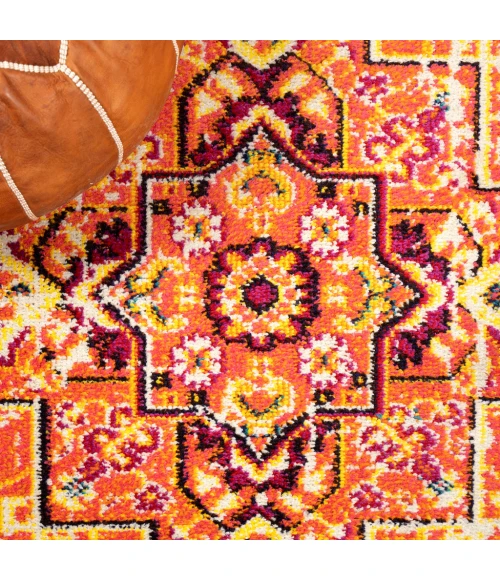 Brooklyn Geometric Medallion Orange/Blue 5 ft. x 8 ft. Area Rug