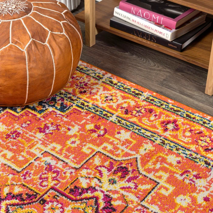 Brooklyn Geometric Medallion Orange/Blue 3 ft. x 5 ft. Area Rug