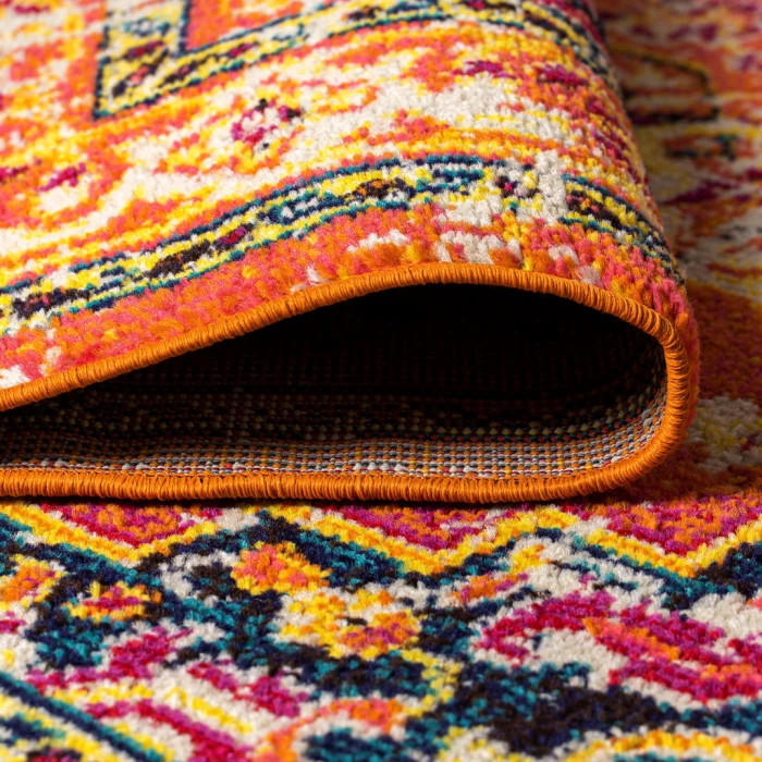 Brooklyn Geometric Medallion Orange/Blue 3 ft. x 5 ft. Area Rug