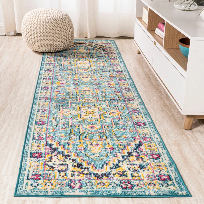 Brooklyn Geometric Medallion Blue/Multi 2 ft. x 8 ft. Runner Rug