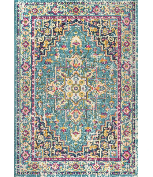 Brooklyn Geometric Medallion Blue/Multi 4 ft. x 6 ft. Area Rug