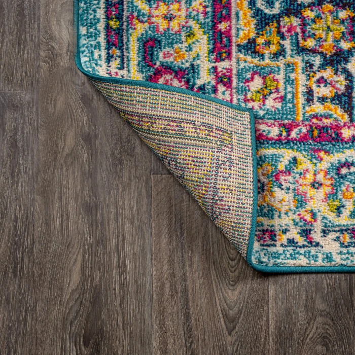 Brooklyn Geometric Medallion Blue/Multi 2 ft. x 8 ft. Runner Rug