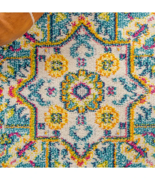 Brooklyn Geometric Medallion Blue/Multi 4 ft. x 6 ft. Area Rug