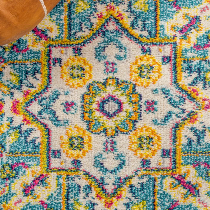 Brooklyn Geometric Medallion Blue/Multi 2 ft. x 8 ft. Runner Rug