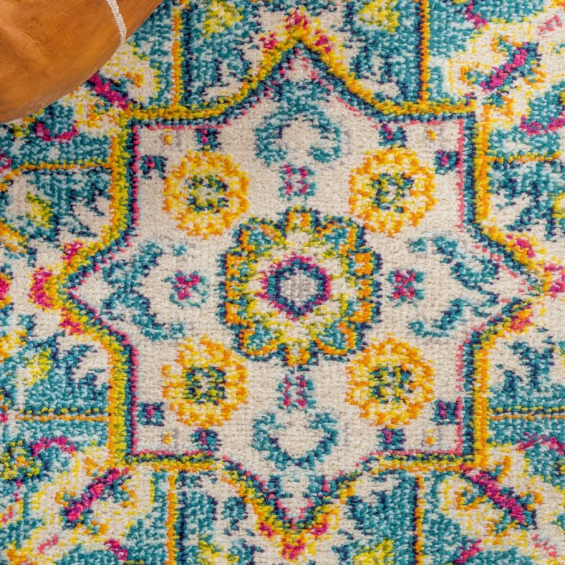 Brooklyn Geometric Medallion Blue/Multi 2 ft. x 8 ft. Runner Rug