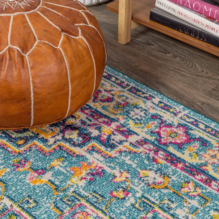 Brooklyn Geometric Medallion Blue/Multi 2 ft. x 8 ft. Runner Rug