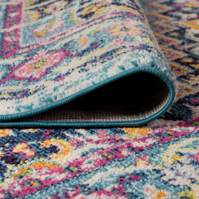 Brooklyn Geometric Medallion Blue/Multi 2 ft. x 8 ft. Runner Rug