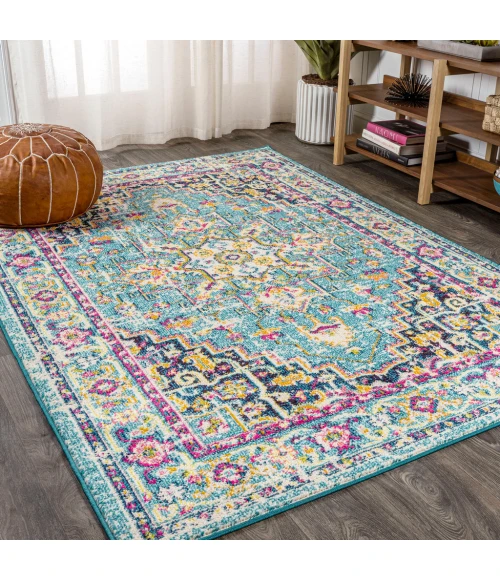 Brooklyn Geometric Medallion Blue/Multi 4 ft. x 6 ft. Area Rug