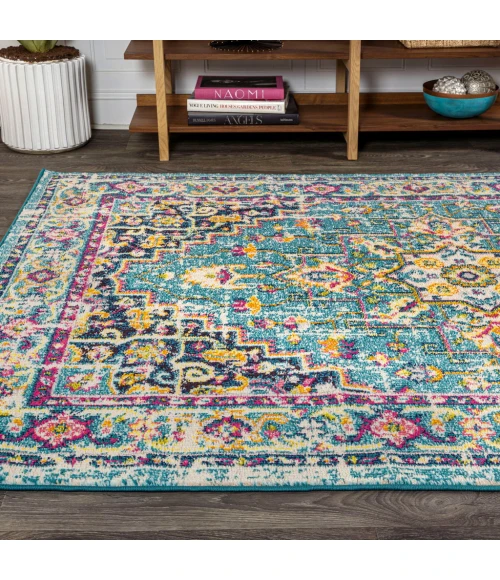 Brooklyn Geometric Medallion Blue/Multi 4 ft. x 6 ft. Area Rug