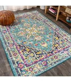 Jonathany Modern Persian MDP207E Blue/Multi Area Rug 5 ft. 3 in. X 7 ft. 6 in. Rectangle