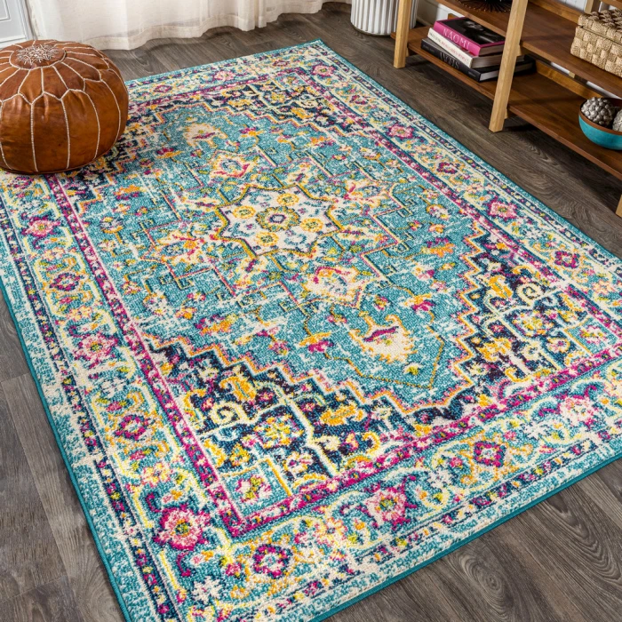Brooklyn Geometric Medallion Blue/Multi 4 ft. x 6 ft. Area Rug