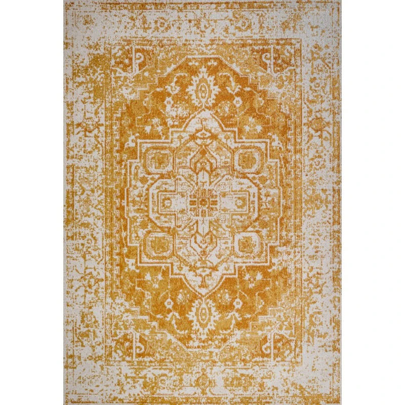 Audrey Bohemian Ornate Medallion Orange/White 4 ft. x 6 ft. Area Rug