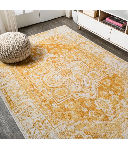Audrey Bohemian Ornate Medallion Orange/White 8 ft. x 10 ft. Area Rug