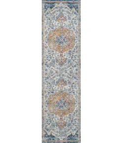 Jonathany Modern Persian MDP211A Light Gray/Dark Blue/Orange Area Rug 2 ft. 3 in. X 8 ft. Runner