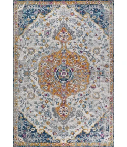 Jonathany Modern Persian MDP211A Light Gray/Dark Blue/Orange Area Rug 7 ft. 8 in. X 10 ft. Rectangle
