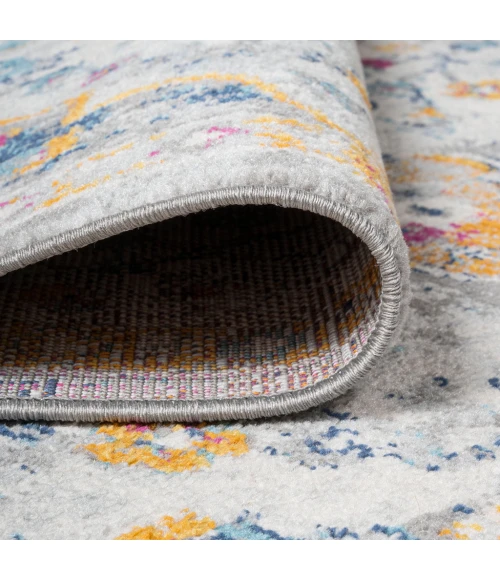 Lorena Ornate Boho Medallion Light Gray/Dark Blue/Orange 2 ft. x 8 ft. Runner Rug