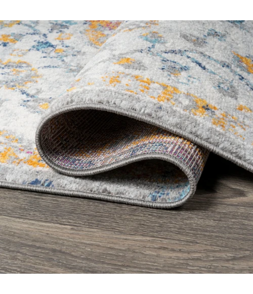 Lorena Ornate Boho Medallion Light Gray/Dark Blue/Orange 2 ft. x 8 ft. Runner Rug