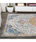 Lorena Ornate Boho Medallion Light Gray/Dark Blue/Orange 8 ft. x 10 ft. Area Rug