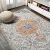 Jonathany Modern Persian MDP211A Light Gray/Dark Blue/Orange Area Rug 5 ft. 3 in. X 7 ft. 7 in. Rectangle