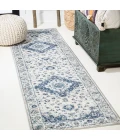 Indhira Ornate Medallion Persian Blue/Gray 2 ft. x 8 ft. Runner Rug