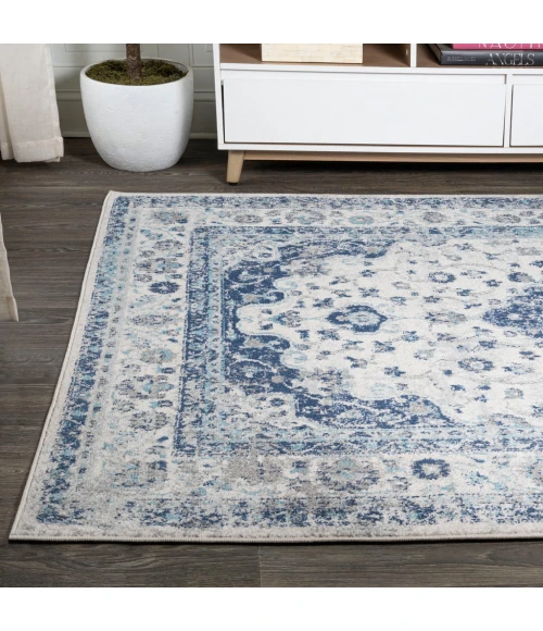 Indhira Ornate Medallion Persian Blue/Gray 4 ft. x 6 ft. Area Rug