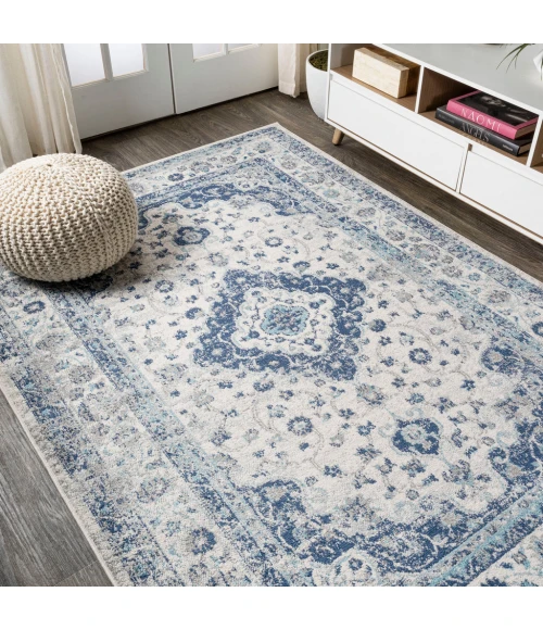 Indhira Ornate Medallion Persian Blue/Gray 4 ft. x 6 ft. Area Rug