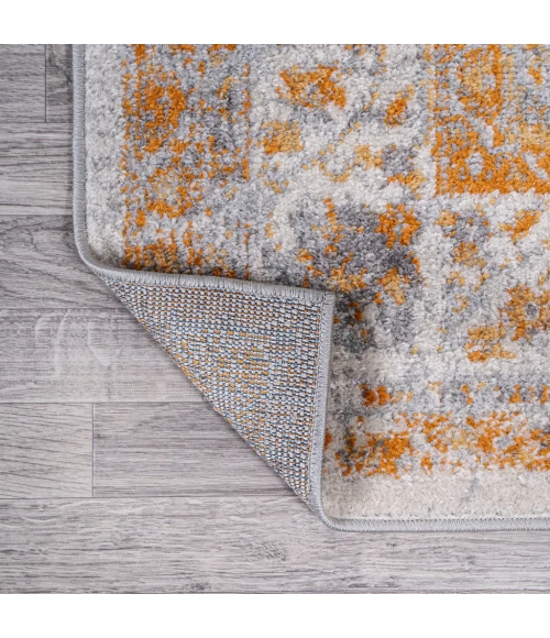 Indhira Ornate Medallion Persian Orange/Cream 9 ft. x 12 ft. Area Rug