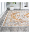 Indhira Ornate Medallion Persian Orange/Cream 9 ft. x 12 ft. Area Rug
