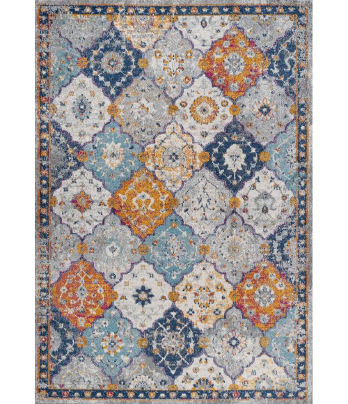 Kirman Bohemian Medallion Light Gray/Blue/Orange 4 ft. x 6 ft. Area Rug