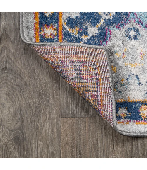 Kirman Bohemian Medallion Light Gray/Blue/Orange 4 ft. x 6 ft. Area Rug